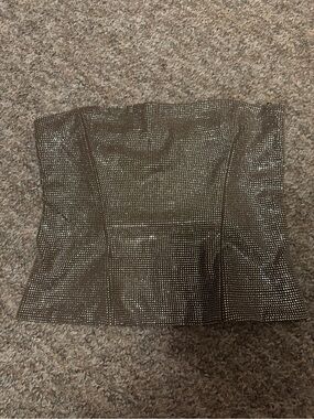 Zara brown Rhinestone Strapless Top
